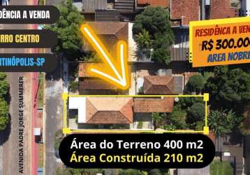 Casa para venda em martinópolis, centro, 3 dormitórios, 1 suíte, 3 banheiros, 3 vagas