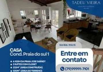 Casa à venda no condomínio praias dosul 1, 232m², 3 quartos, 4 banheiros,mosqueiro, aracaju, se