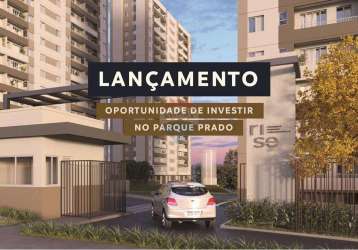 Lançamento rise - apartamento a venda em condomínio 2 quartos, 1 vaga 43m² r$ 299.000 parque prado, campinas/sp