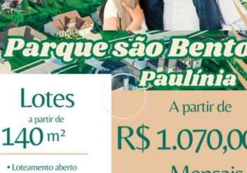 Terreno para venda em paulínia, balneário tropical