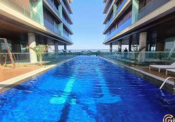 Apartamento flat de luxo, planejado, vista lateral lagoa e mar, sol matinal, no grand hyatt na praia da barra da tijuca