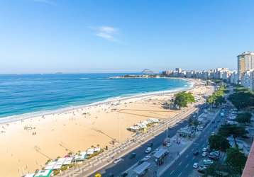 Monteiros & barros vende, cobertura linear com 425m² na avenida atlântica, localizada na altura do posto 4, com terraço e vista panorâmica de 180º para a praia de copacabana.  rj.