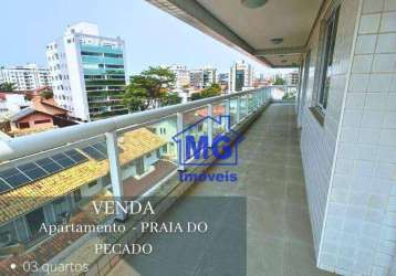 Apartamento com 3 dormitórios à venda, 150 m² - praia do pecado - macaé/rj