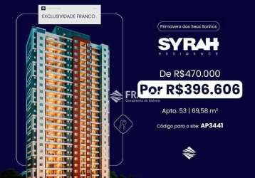 Apartamento com 2 dormitórios à venda, 69m² - bosque flamboyant - taubaté/sp