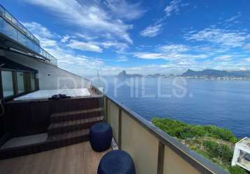 Apartamento flat com 120m² e vista para o mar, à venda no gragoatá, niterói/rj