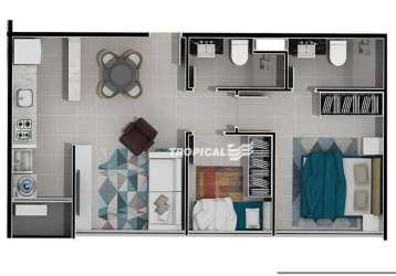 Apartamento com 2 dormitórios à venda, 48 m² por r$ 443.094,92 - victor konder - blumenau/sc