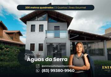 Condomíno águas da serra | casa à venda com 200m², 3 suítes e espaço gourmet. bananeiras/pb