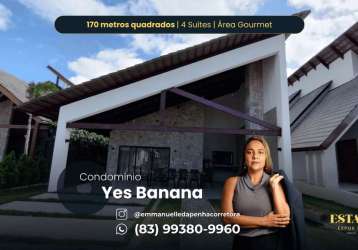 Condomínio yes banana | casa com 4 suítes e área gourmet à venda, 184m² por r$730.000,00 em bananei