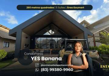 Condomínio yes banana | casa à venda com 260m² e 5 suítes. bananeiras/pb