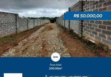 Lotes para venda tem 200 metros quadrados em paloma - colombo - pr