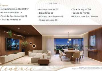 Lançamento - edifício volpe elegance vila ema - sjc/sp - apartamento de 4 dorms ou 3 suítes com 188 m² 3 vagas