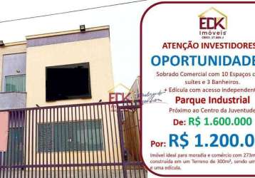 Sobrado com 10 dormitórios à venda, 273 m² por r$ 1.200.000,00 - parque industrial - são josé dos campos/sp