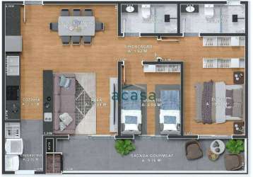 Apartamento com 1 suíte e 1 dormitório à venda por r$ 476.956 - jardim cassol - cascavel/pr