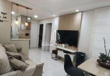 Apartamento à venda, 02 dormitórios no condomínio bem morar liberdade 1, residencial fazenda lagoa, campinas, sp