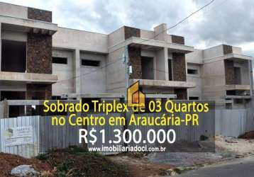 Sobrado com 3 dormitórios à venda, 190 m² por r$ 1.300.000,00 - centro - araucária/pr