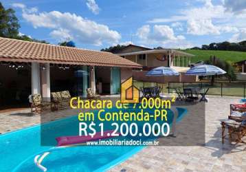 Chácara com 2 dormitórios à venda, 7000 m² por r$ 1.200.000,00 - zona rural - contenda/pr