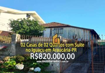 2 casas de 02 quartos no iguaçu em araucária-pr  - a venda por r$ 820.000,00