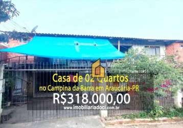 Casa de 02 quartos no campina da barra em araucária-pr  - a venda por r$318.000,00