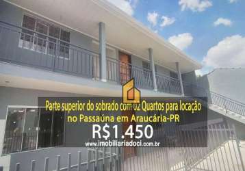 Casa com 02 quartos para locação no passaúna em araucária-pr  - locação por r$1,450