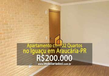 Apartamento com 02 quartos no iguaçu em araucária-pr  - a venda por r$200.000,00