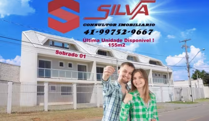 obrado c/155m²  - 02 Qtos c/ Sacadas sendo 01 Suíte -  Amplo Ático p/ 3º Quarto -  Bairro Emiliano Perneta -  Pinhais