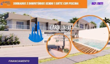 SOBRADO 3 DORMITORIOS 1 SUITE PISCINA FINANCIAMENTO BANCARIO ITANHAEM