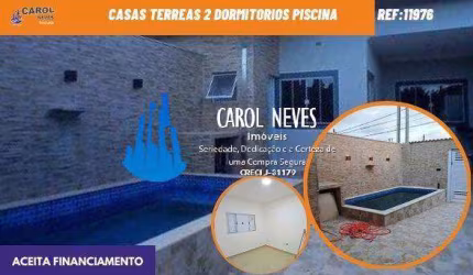 CASAS TERREAS 2 DORMITORIOS PISCINA FINANCIAMENTO BANCARIO MONGAGUA