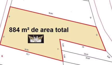 Terreno Residencial para Comprar, 884m² - Jardim Santo Antônio, Santo André/SP.