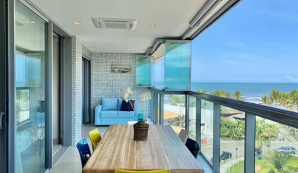 Apartamento pé na areia, ampla vista mar, 2 dormitórios sendo 1 suítes 87 m² - Riviera de São Lourenço - Bertioga/SP