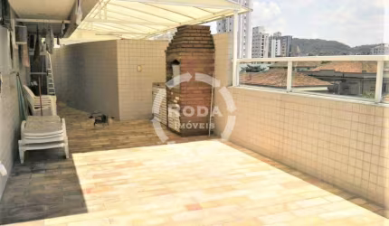 Apartamento Garden com piscina e churrasqueira para locação em Santos, localizado no bairro do Gonzaga.