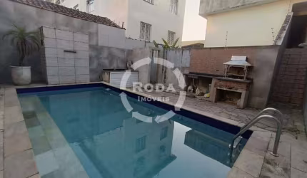 Sobreposta alta a venda em Santos, no Macuco de 3 dormitórios com suíte e piscina.