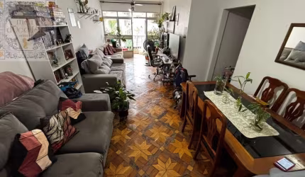Venda Apartamento Santos SP - mAr dOce lAr frente rua com varanda, vaga demarcada em prédio com elevador na Ponta da Praia.