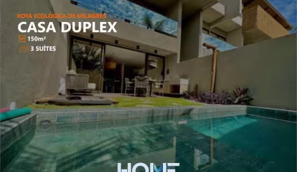 Kanui Milagres - Linda Casa Duplex com 3 suítes e piscina privativa, mobiliada e decorada