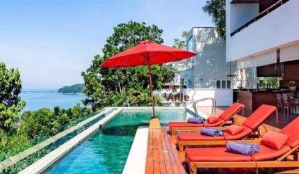 Casa de luxo em condomínio à venda em Ubatuba-SP, bairro Toninhas, 5 quartos, 5 suítes, 3 salas, 8 banheiros, 5 vagas, 470m².