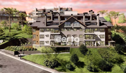 Apartamento com 1 dormitório com grande terraço, 75 m² - Moura - Gramado/RS