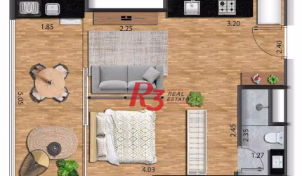 Apartamento à venda, 39 m² por R$ 390.000,00 - José Menino - Santos/SP