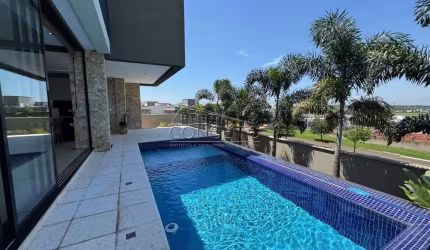 Sobrado de alto padrão à venda no Condomínio Residencial Villa D'Aquila com 377,44 m² | 5 suítes e 6 vagas de garagem, sendo 3 cobertas.
