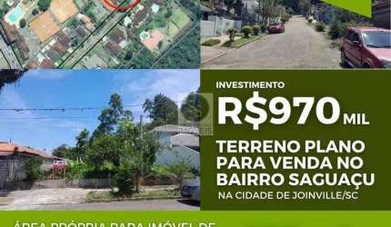 Terreno à venda na Rua Triângulo Mineiro, Saguaçu, Joinville, 555 m2 por R$ 970.000