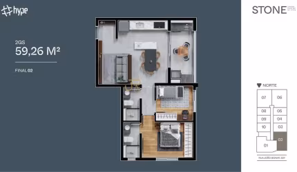 Apartamento 2 quartos  na planta no Novo Mundo