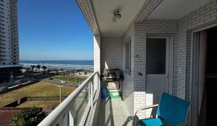 Apartamento com varanda gourmet com  vista mar e 1 dormitório à venda, 45 m² por R$ 315.000 - Caiçara - Praia Grande/SP