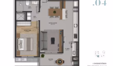 Barreiros | Apartamento 1 dormitório + garagem