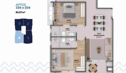 Venda | Apartamento 2 dormitórios + 1 vg