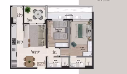 Venda | Apartamento 2 quartos (1 suíte)