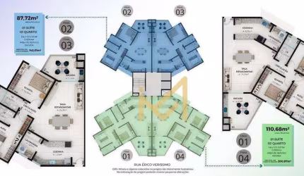 Apartamento com 1 dormitório, 01 suíte à venda, 87,72m² por R$ 435.000,00- Alto Alegre - Cascavel/PR