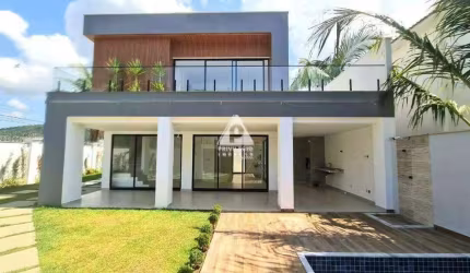Casa Duplex em condomínio - com 4 suítes, piscina, quintal, varanda goumert - Vargem Pequena