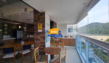 cobertura duplex - Pe na areia com vista definitiva para o mar, canal e serra à venda em Bertioga-SP, Centro: 2 quartos, 2 vagas, 136m².