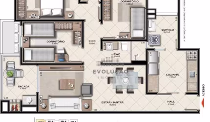 Apto 03 Dorm. com Suíte , 94 m² - Barreiros - São José -