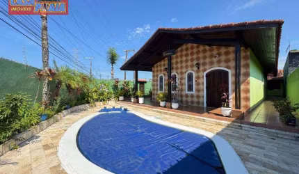 400 METROS DA PRAIA CASA COM PISCINA3 QUARTOS,146 m² por R$ 450.000 - Balneário Flórida Mirim