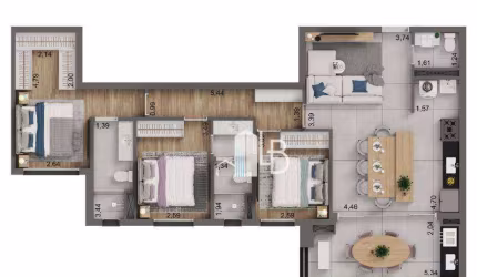 Apartamento com 3 dormitórios à venda, 102 m² por R$ 834.000,00 - Jardim Karaíba - Uberlândia/MG