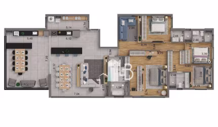 Apartamento alto padrão no condomínio Melliê com quatro suítes.